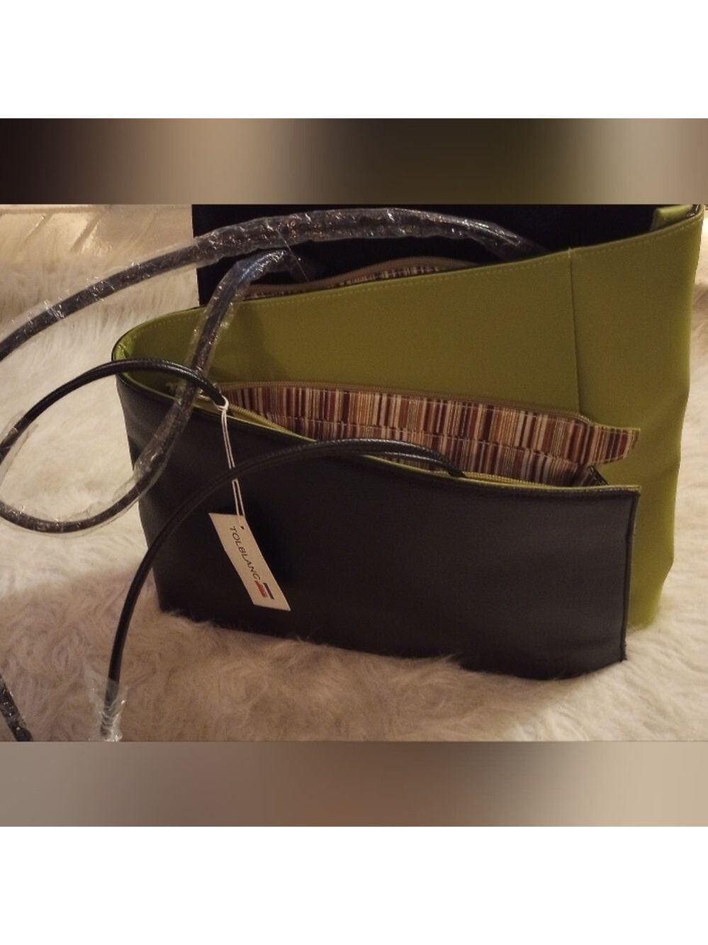 Tolblanc Paris Black/Olive Green Color block Shoulder Bag. New with tags.